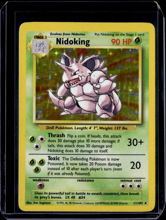 Nidoking Base Set #011/102 Holofoil Pokémon Card (front)