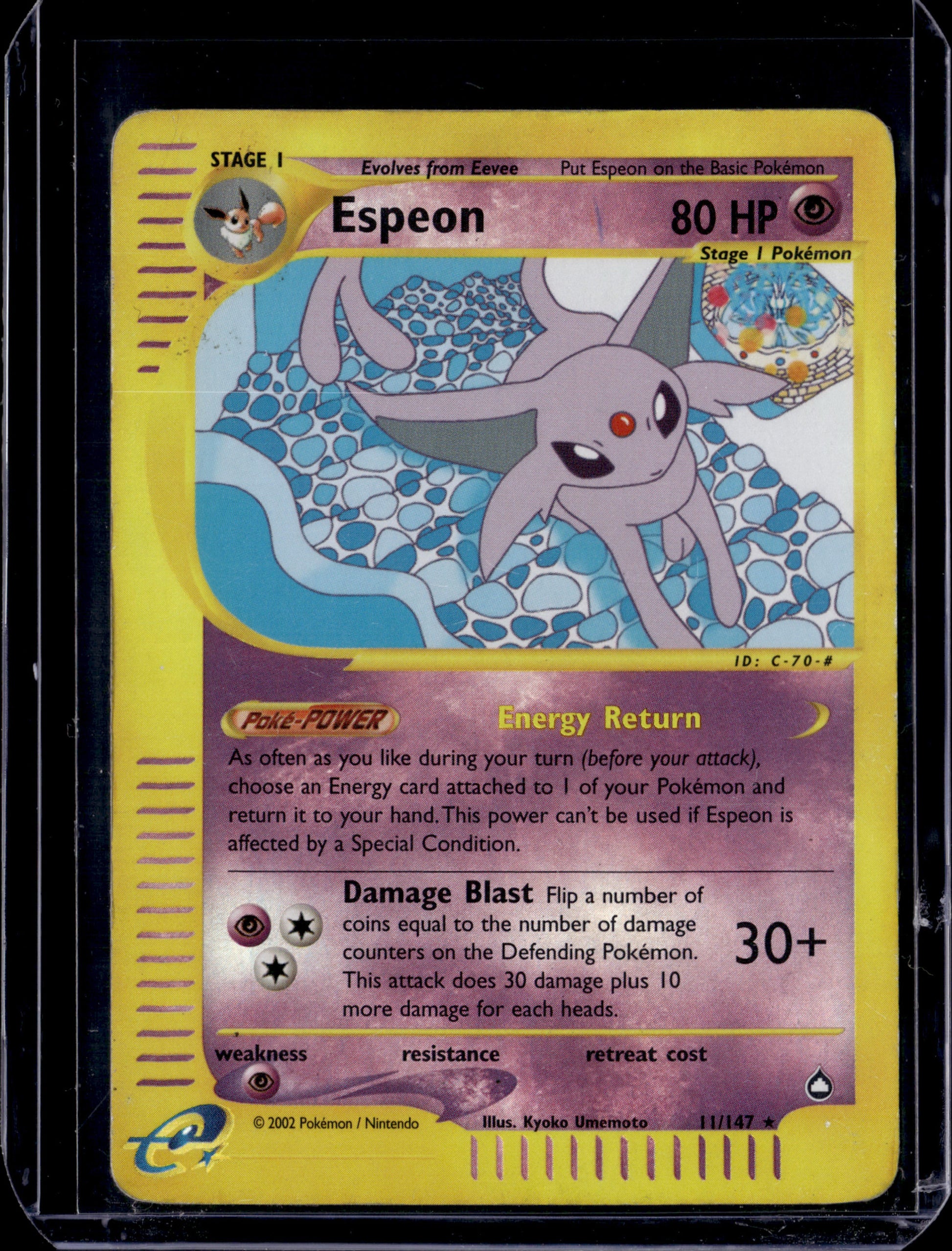 Espeon Aquapolis #011/147 Reverse Holofoil Pokémon Card (front)