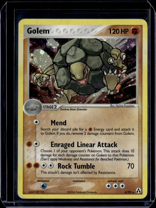 Golem Legend Maker #6/92 Holofoil Pokémon Card (front)