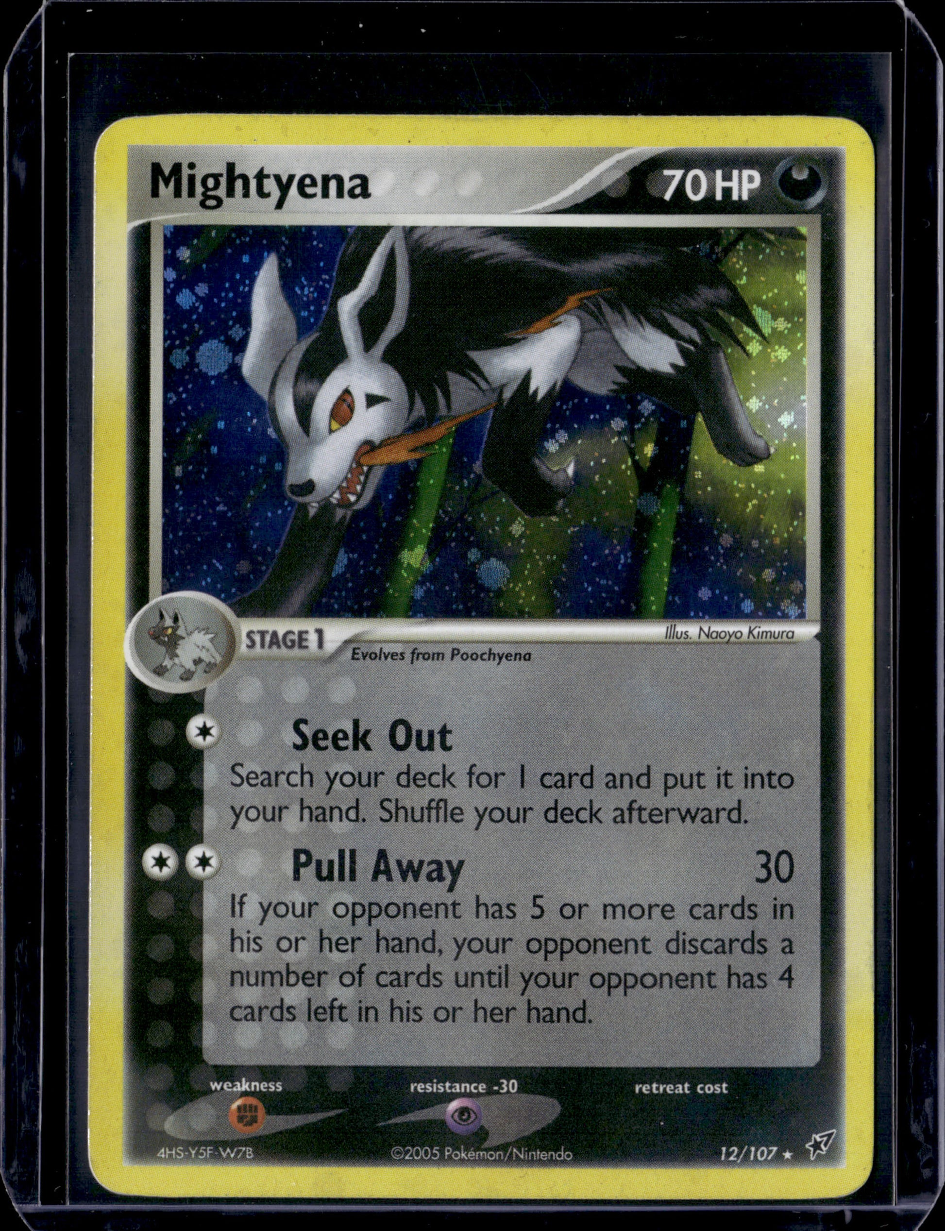Mightyena Deoxys #12/107 Holofoil Pokémon Card (front)