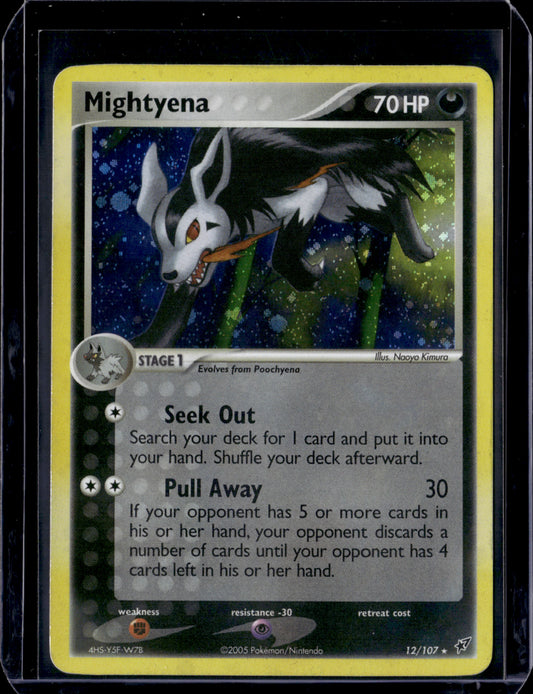 Mightyena Deoxys #12/107 Holofoil Pokémon Card (front)