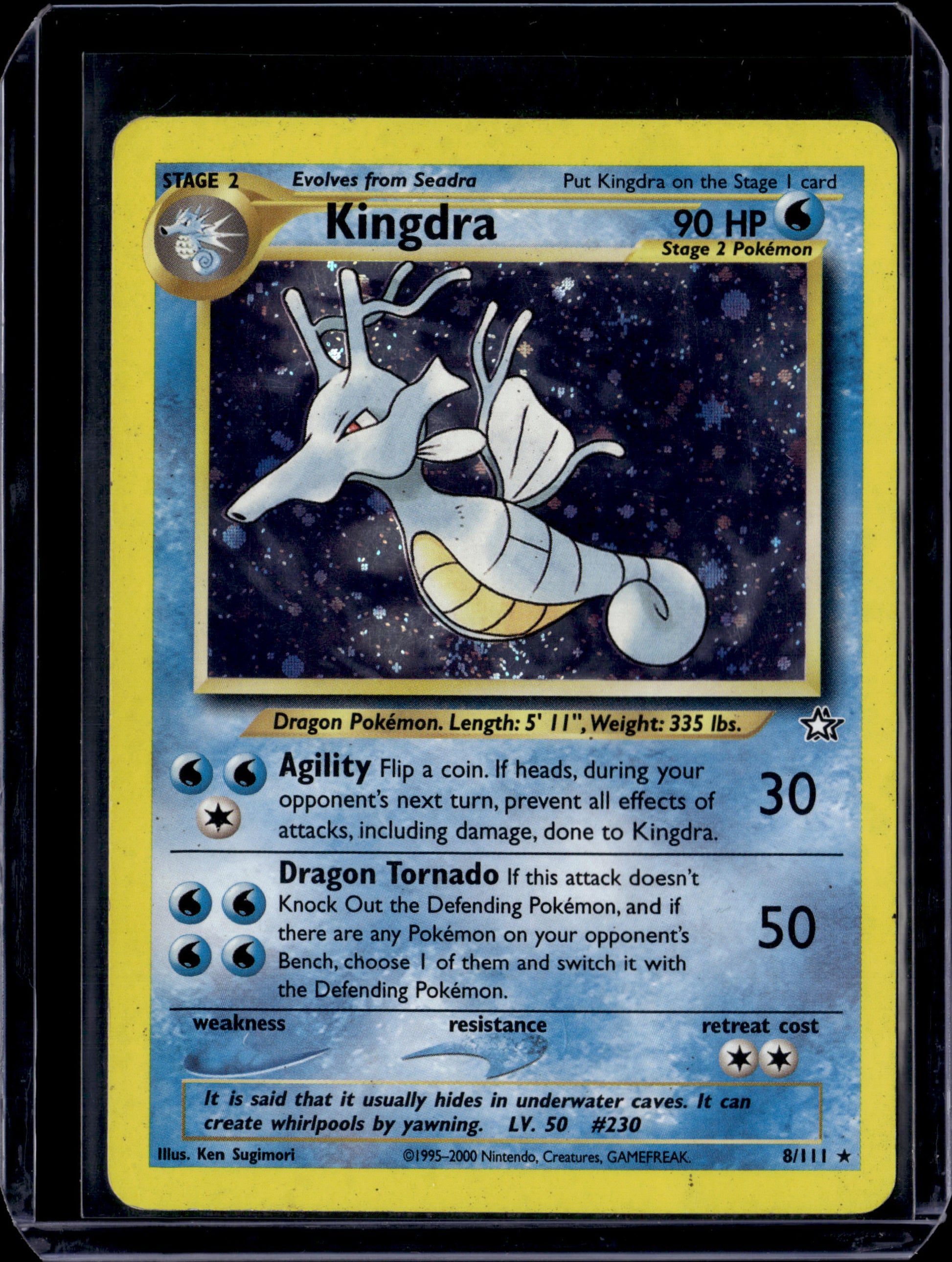 Kingdra Neo Genesis #008/111 Unlimited Holofoil Pokémon Card (front)