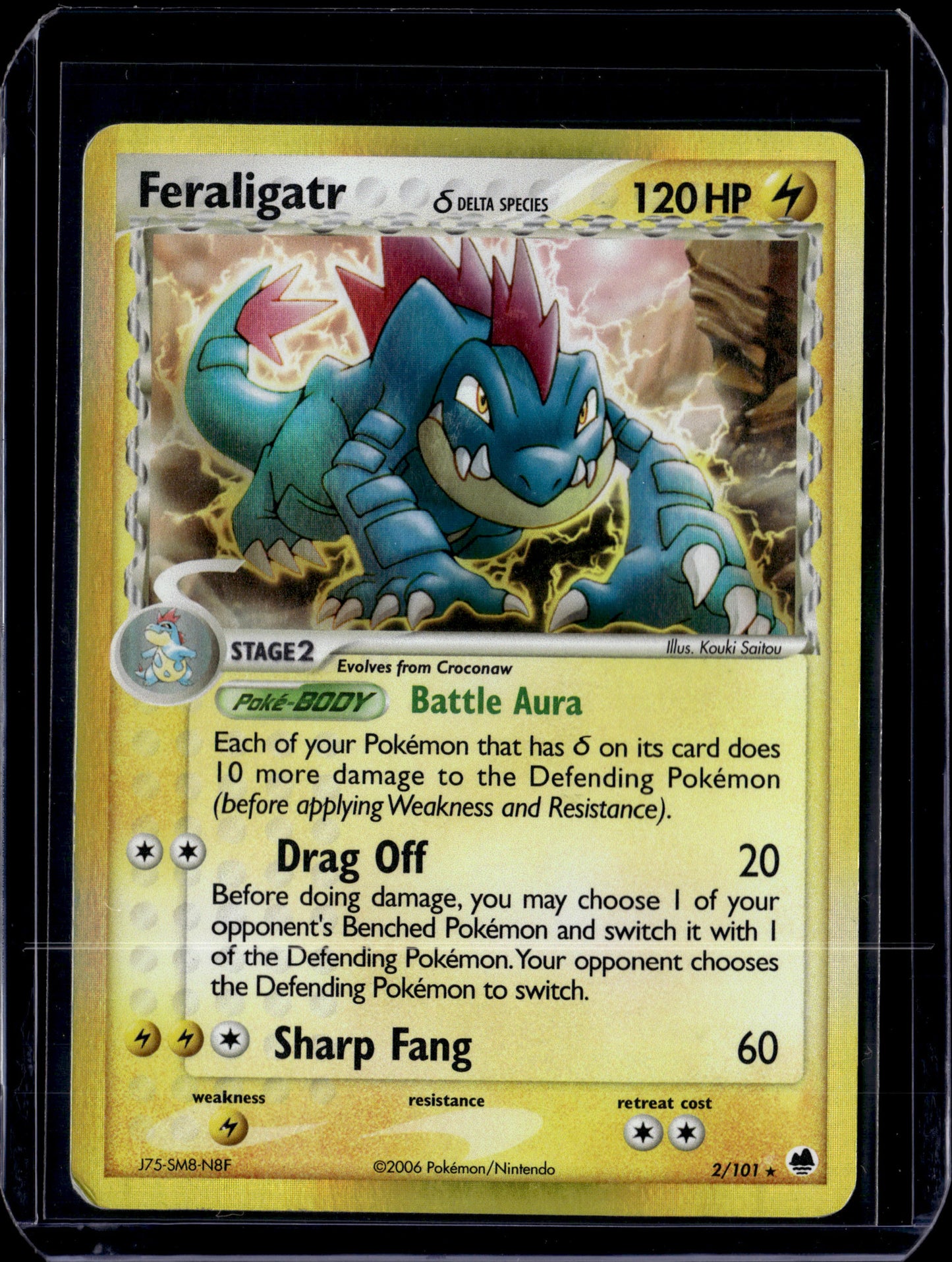Feraligatr (Delta Species) Dragon Frontiers #2/101 Holofoil Pokémon Card (front)
