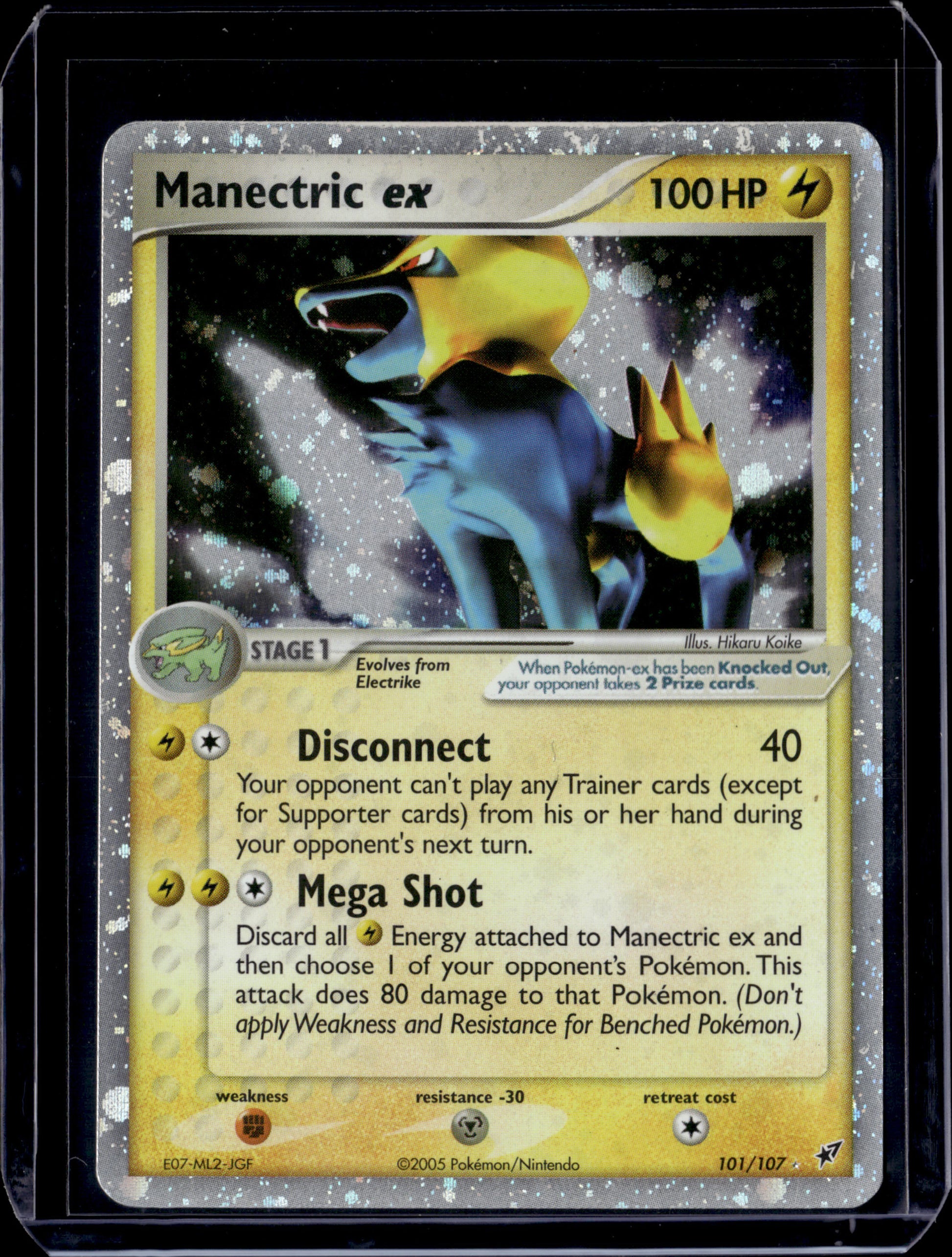 Manectric ex Deoxys #101/107 Holofoil Pokémon Card (front)